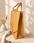 Styled photograph of the handmade jute bag
