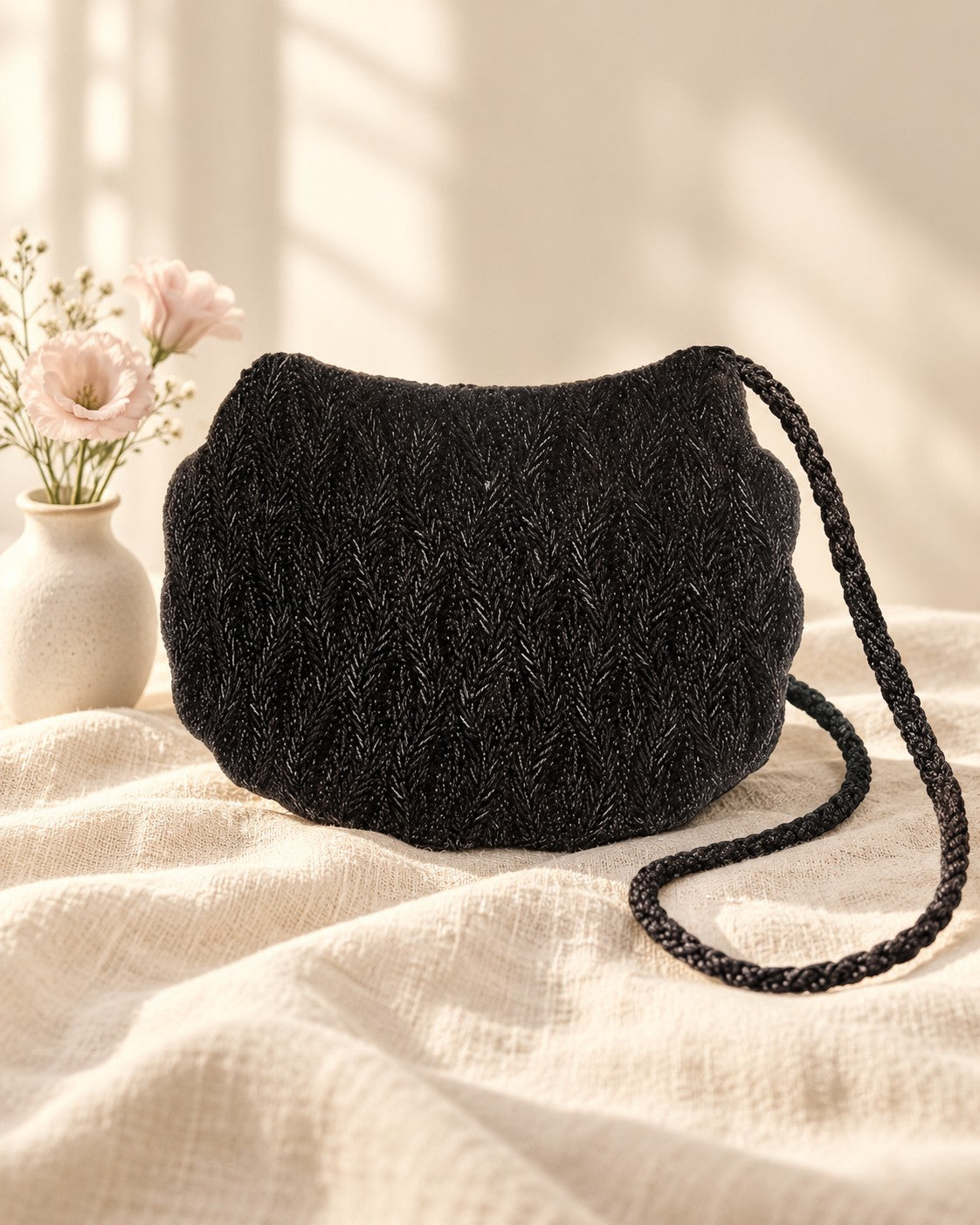 Styled photograph of the handcrafted bag