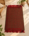 Handwoven Punja durrie styled in a room