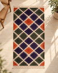 Handwoven Punja durrie styled in a room