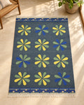 Handwoven Punja durrie styled in a room