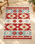 Handwoven Punja durrie styled in a room