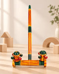 Styled photograph of the handcrafted wooden toy