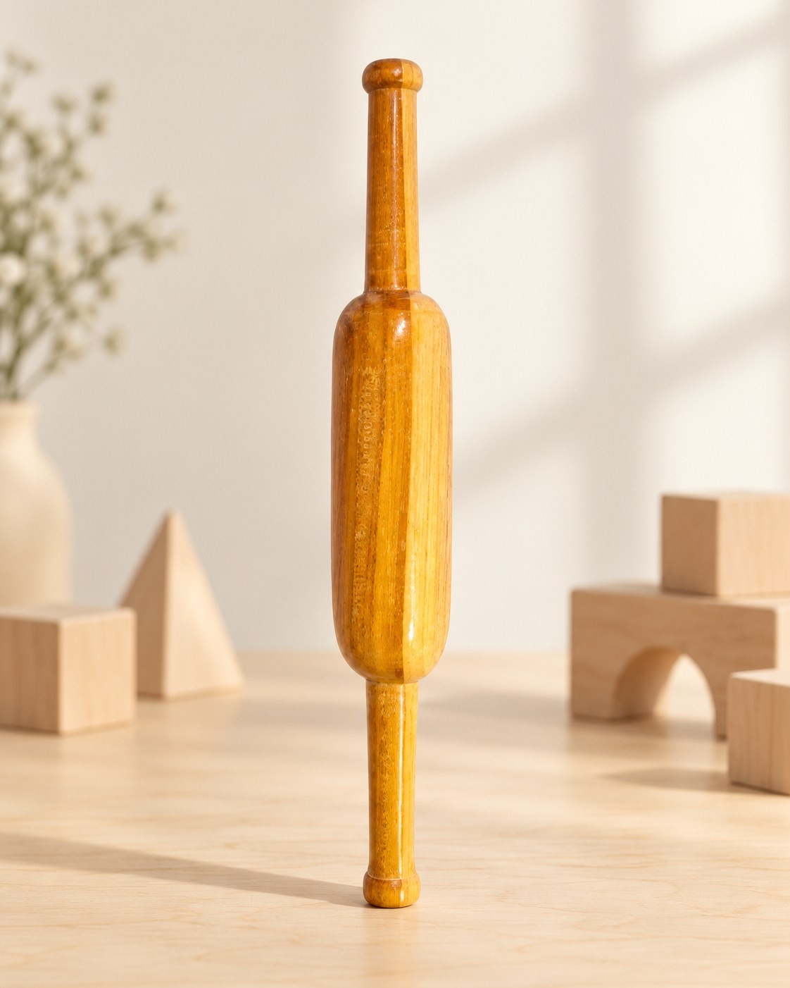 Styled photograph of the handcrafted wooden toy