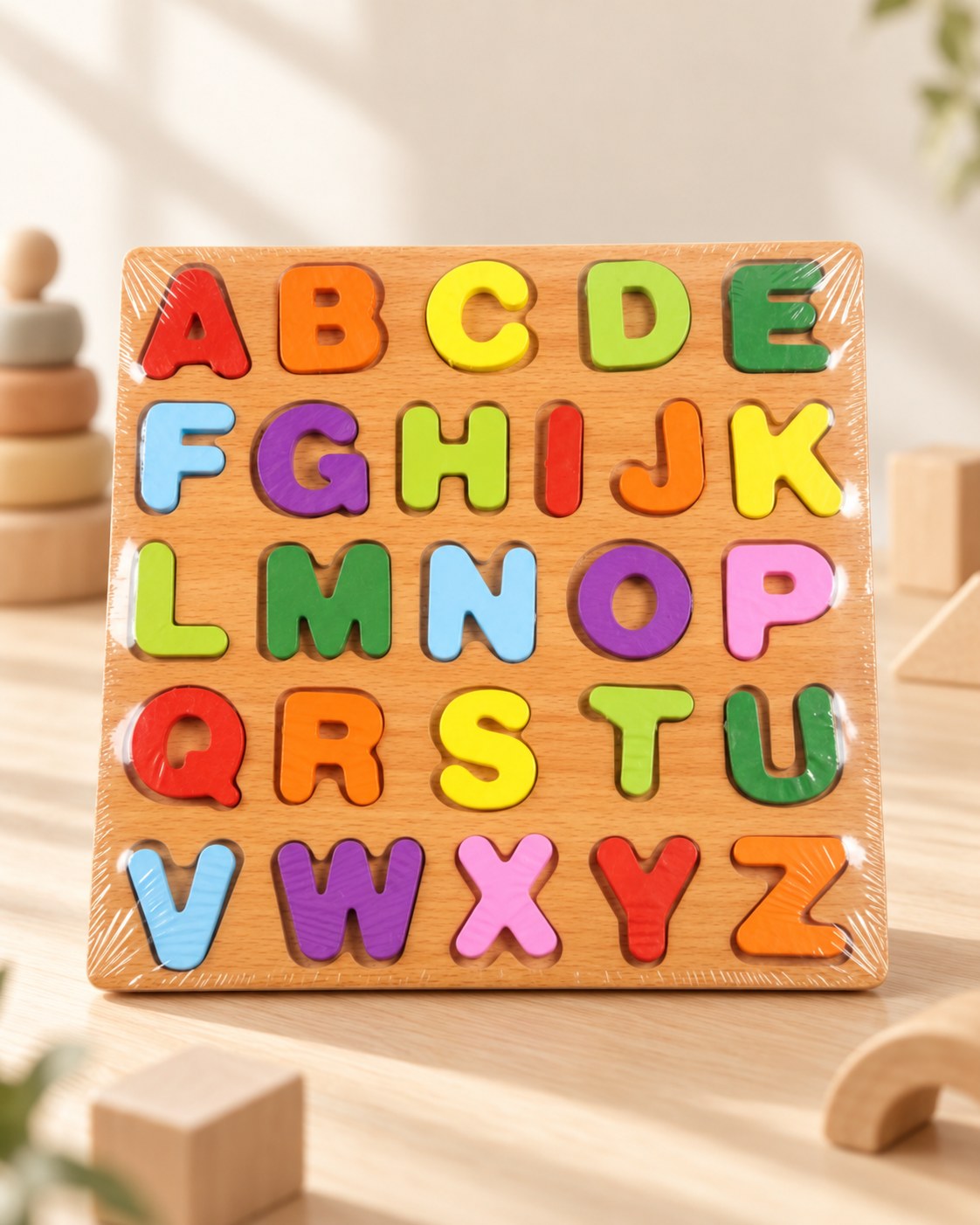 Styled photograph of the handcrafted wooden toy