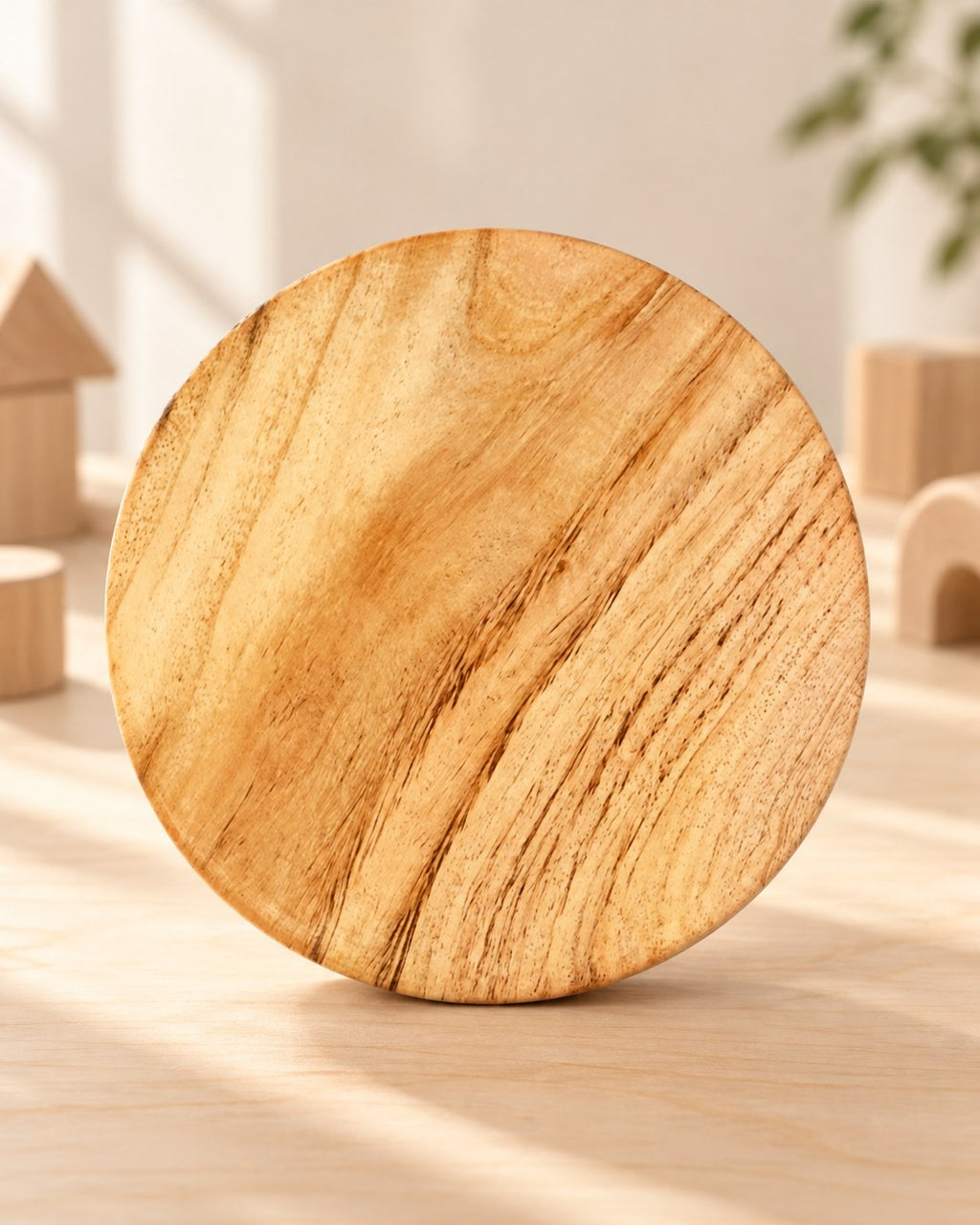 Styled photograph of the handcrafted wooden toy