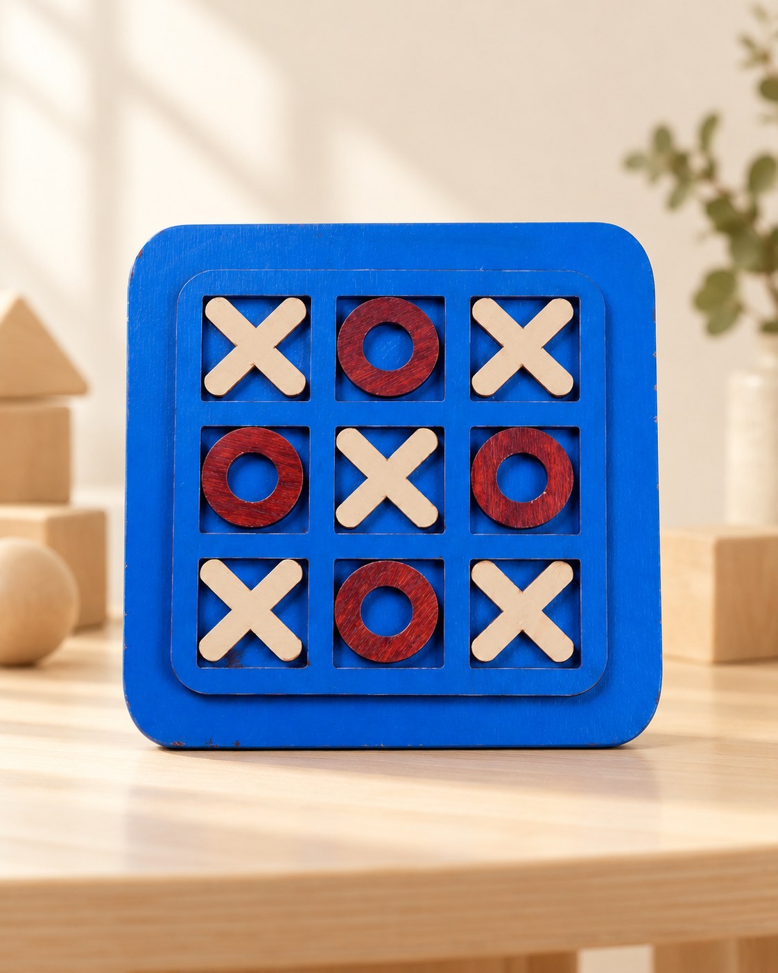 Styled photograph of the handcrafted wooden toy