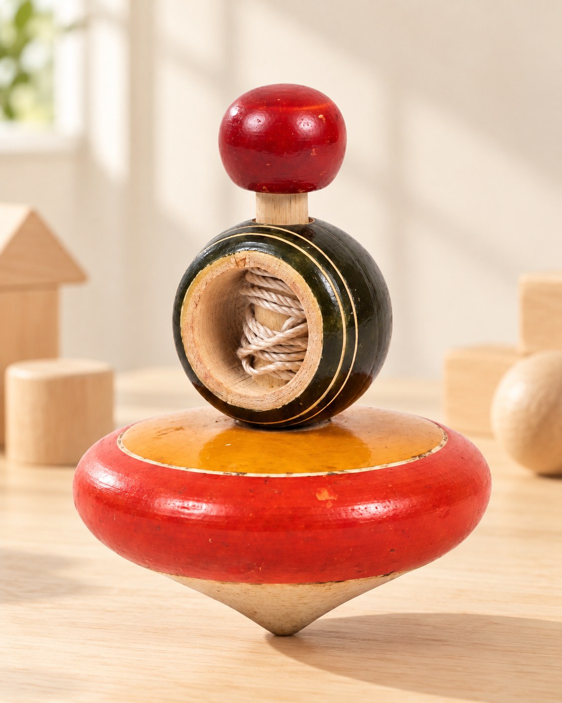 Styled photograph of the handcrafted wooden toy