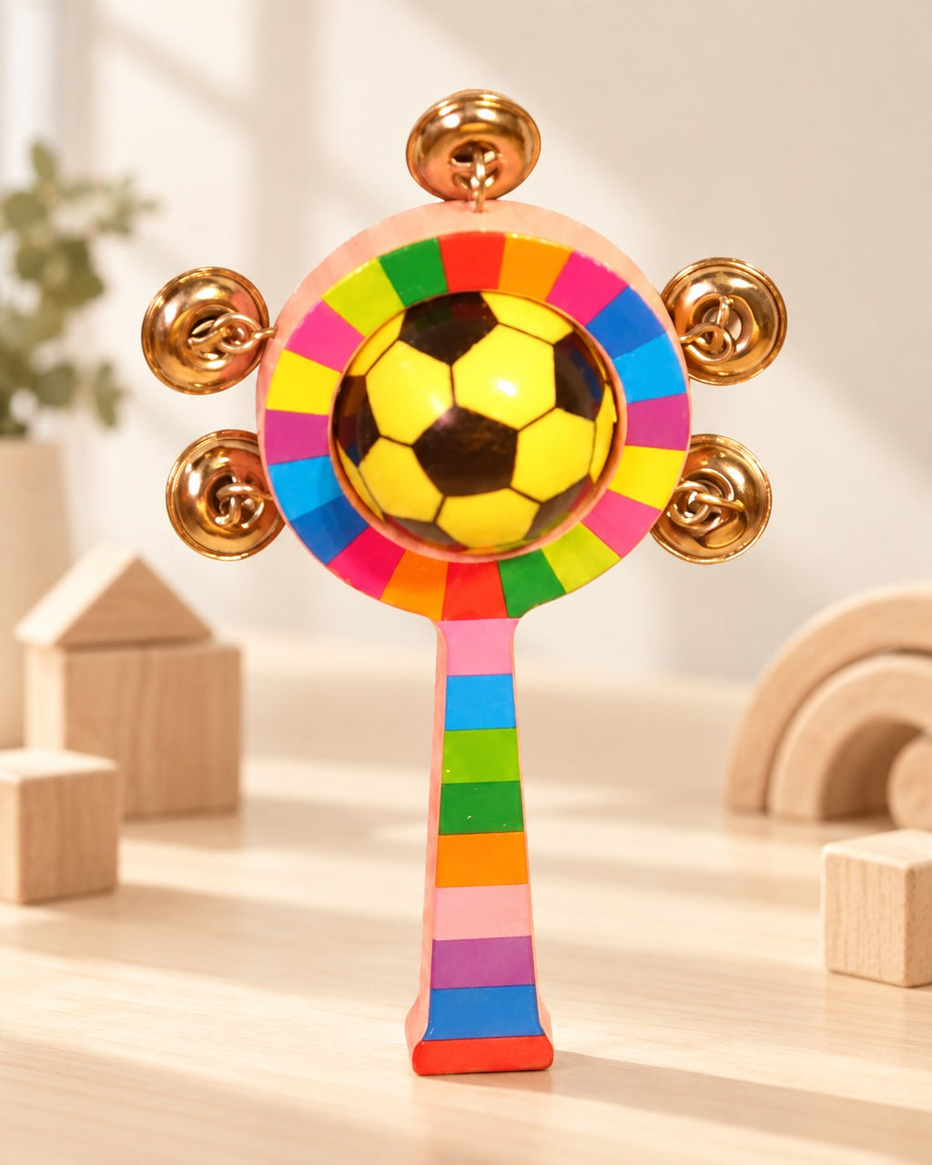 Styled photograph of the handcrafted wooden toy
