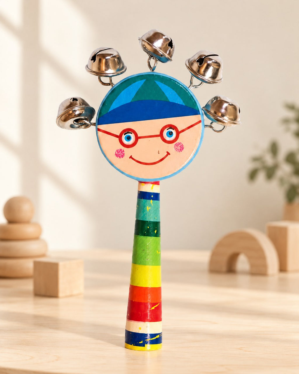 Styled photograph of the handcrafted wooden toy