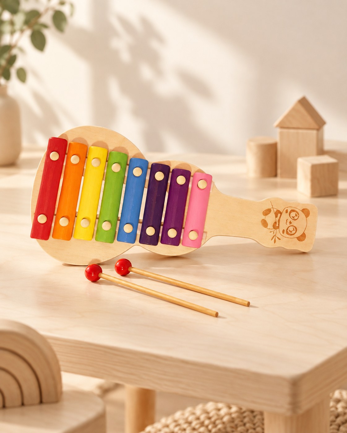 Styled photograph of the handcrafted wooden toy