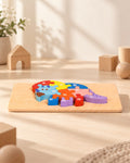 Styled photograph of the handcrafted wooden toy