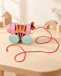 Styled photograph of the handcrafted wooden toy