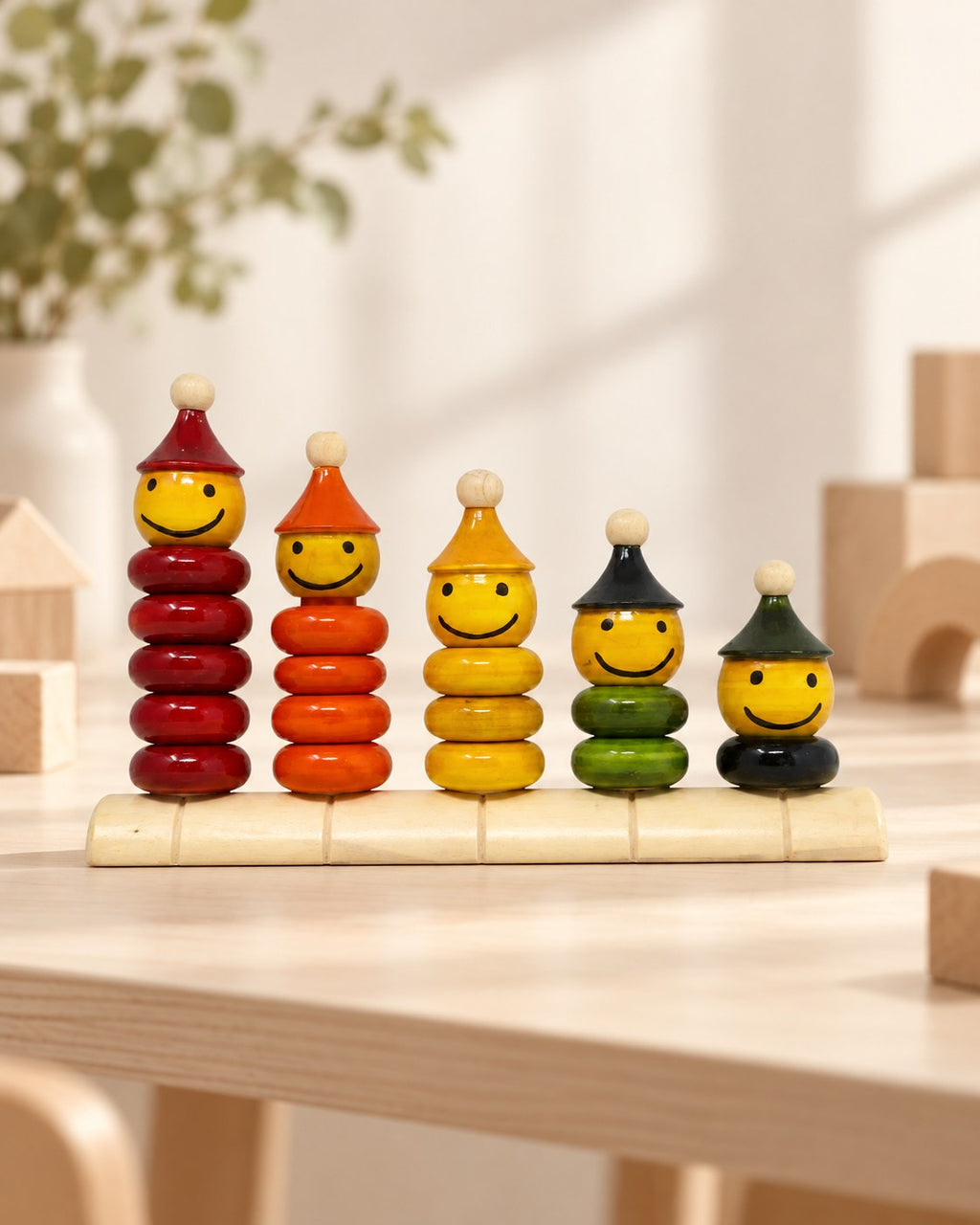 Styled photograph of the handcrafted wooden toy