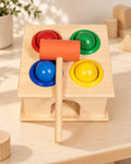 Styled photograph of the handcrafted wooden toy